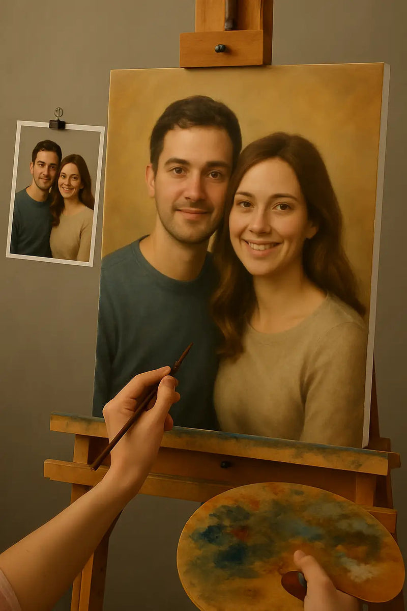 💑 Quadro personalizado para casal – Pintura a óleo única e emocional