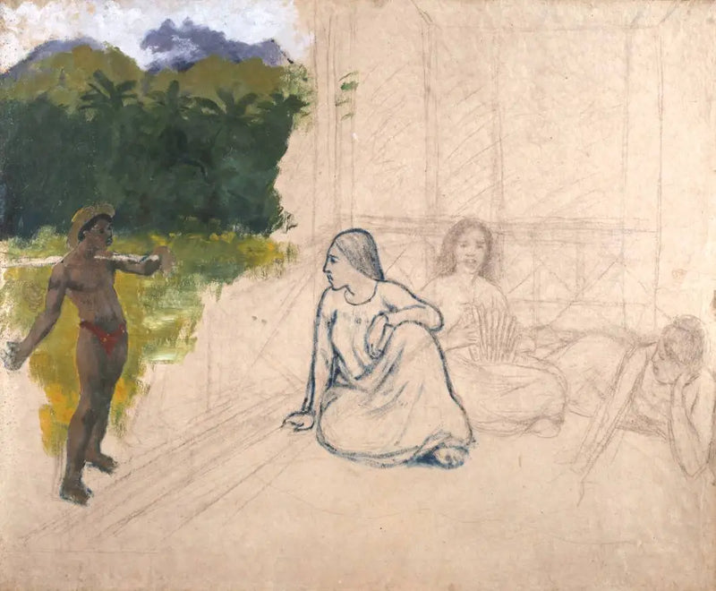 Tahitianos ou Tahitianas em repouso - Paul Gauguin