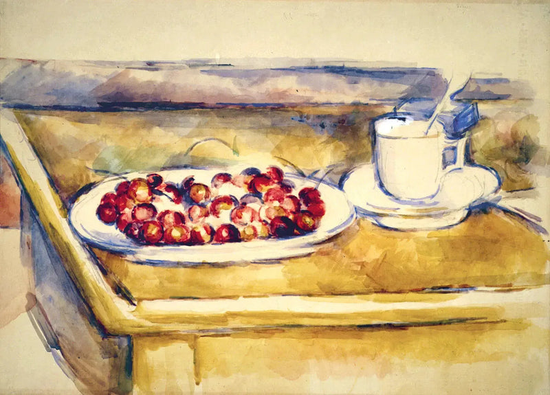 Xícara e pires de cerejas - Paul Cézanne