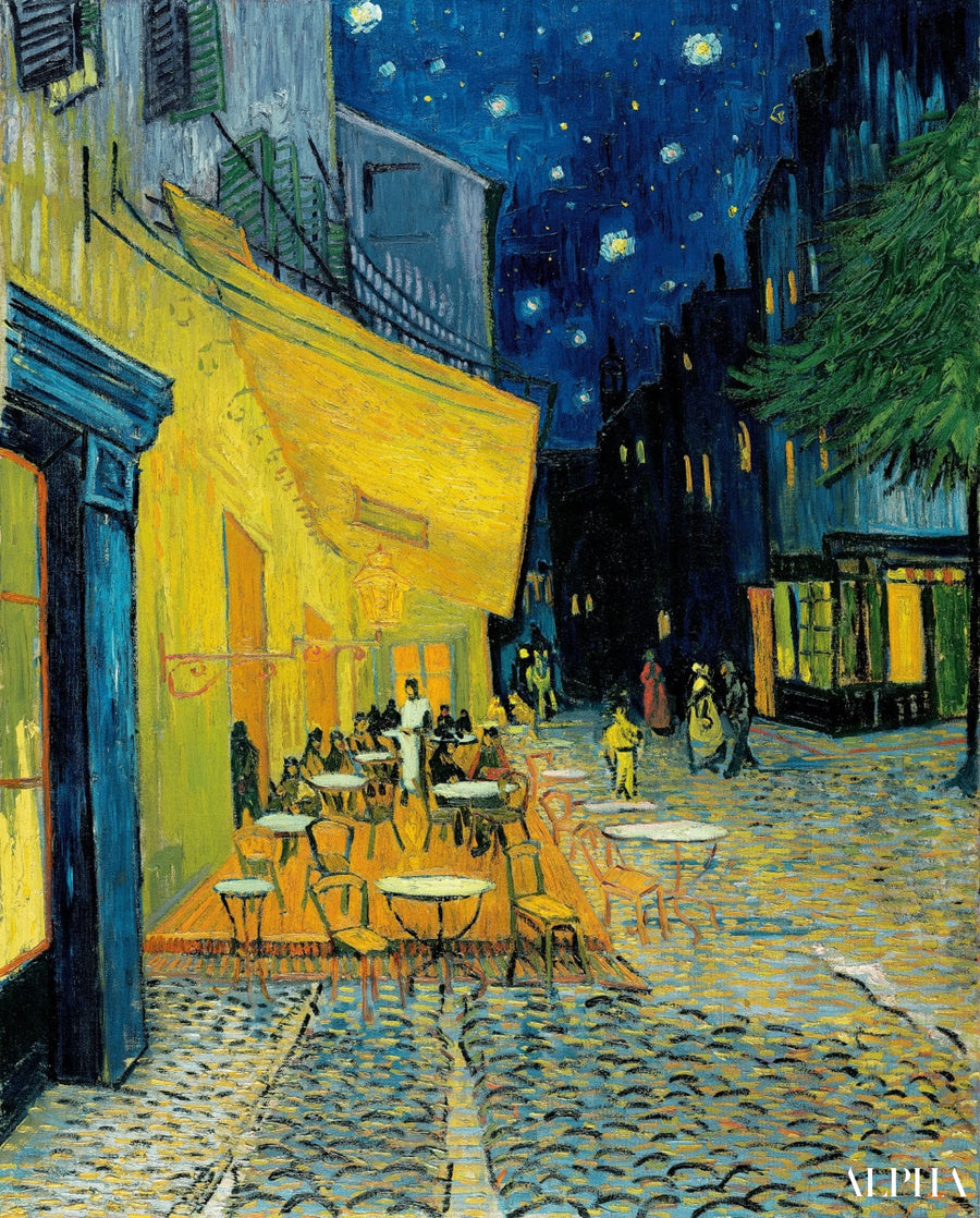 Terraço do café à noite