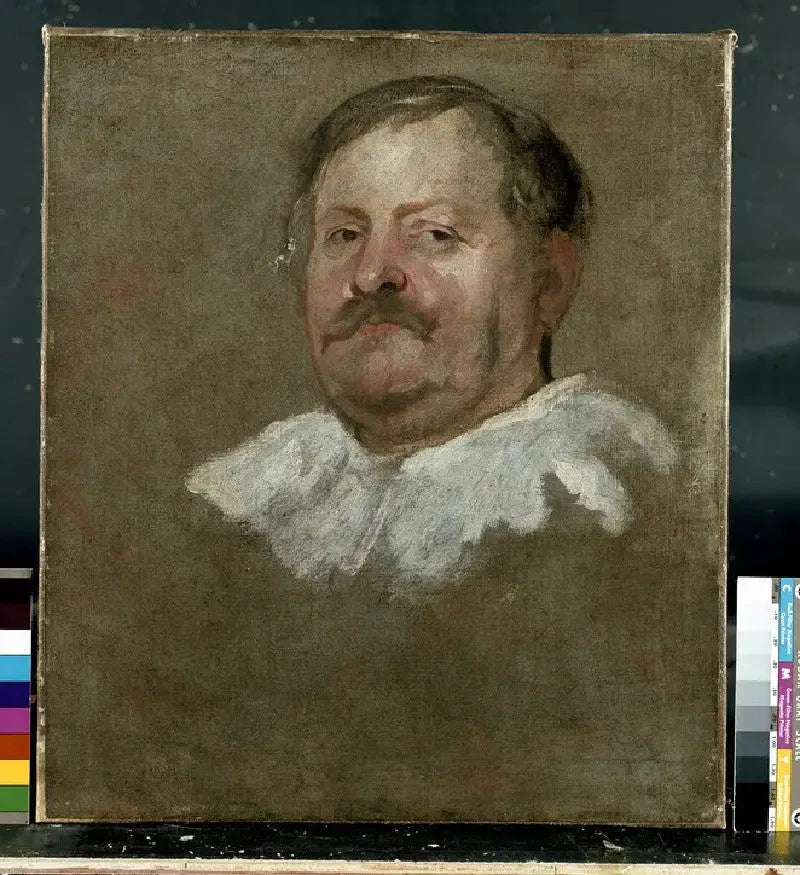 Cabeça de homem usando uma máscara caída - Antoine van Dyck