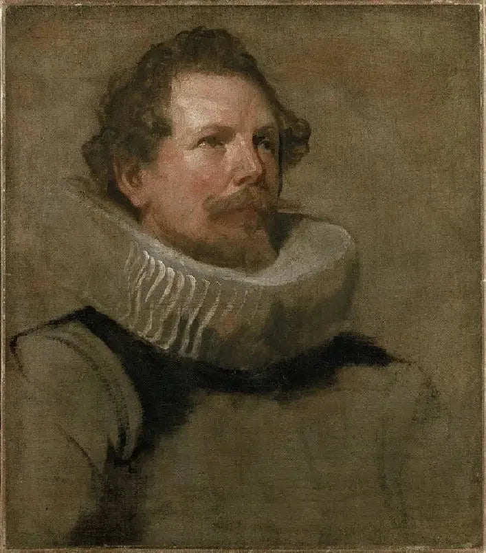 Cabeça de um homem barbudo usando uma broca de roda - Antoine van Dyck
