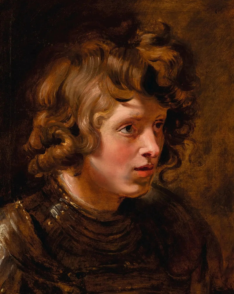 Cabeça de um jovem usando uma armadura - Peter Paul Rubens