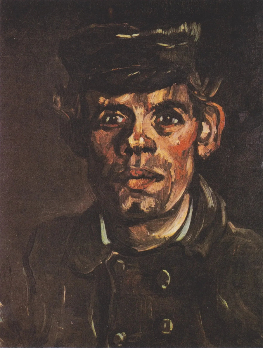 Cabeça de um jovem camponês com boné com viseira - Vincent van Gogh