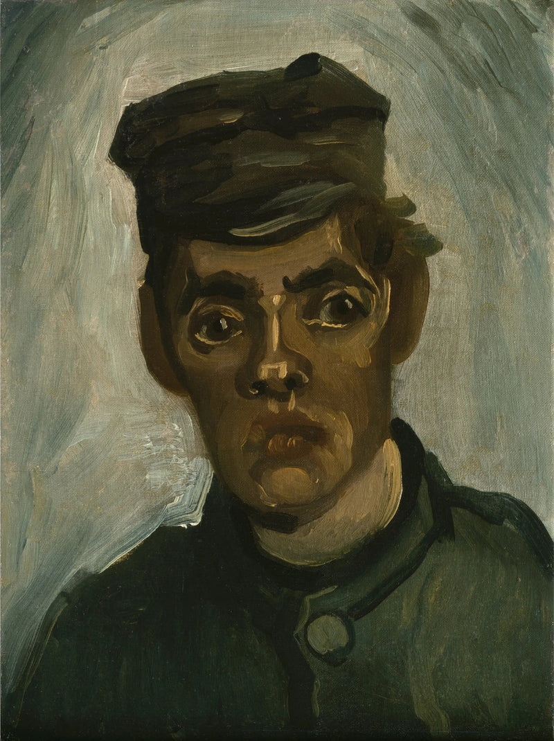 Cabeça de um jovem camponês com boné - Vincent van Gogh