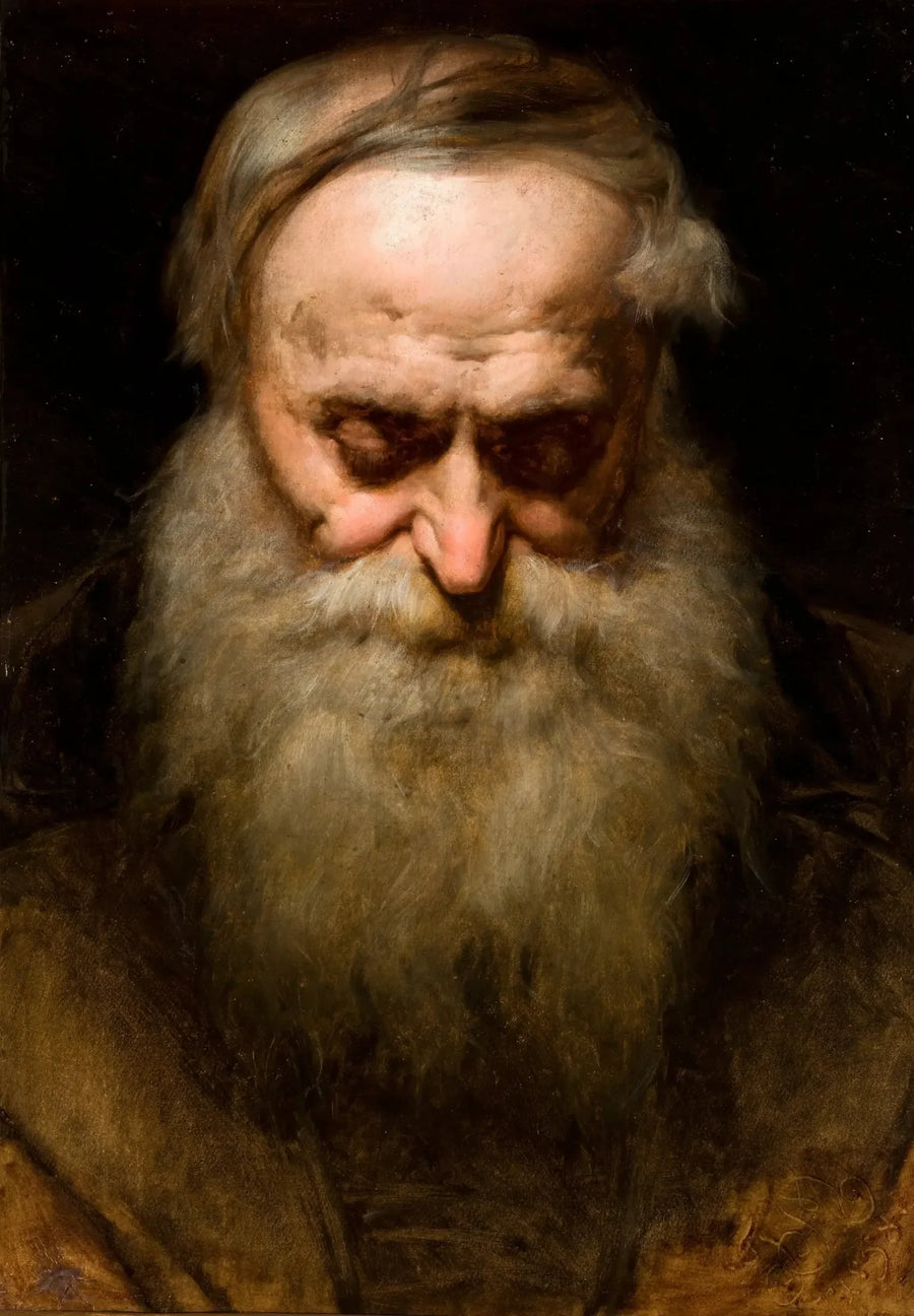 Cabeça de um homem idoso com barba cinza - Jan Matejko