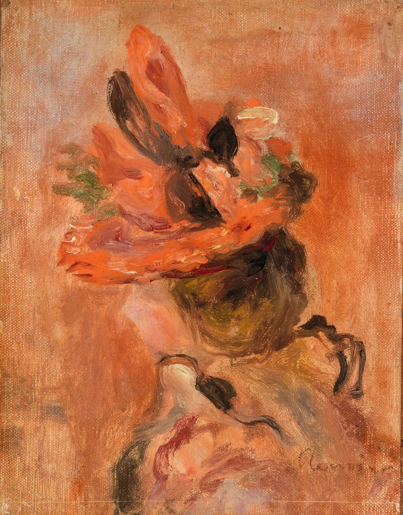 Cabeça de mulher com chapéu vermelho - Pierre-Auguste Renoir