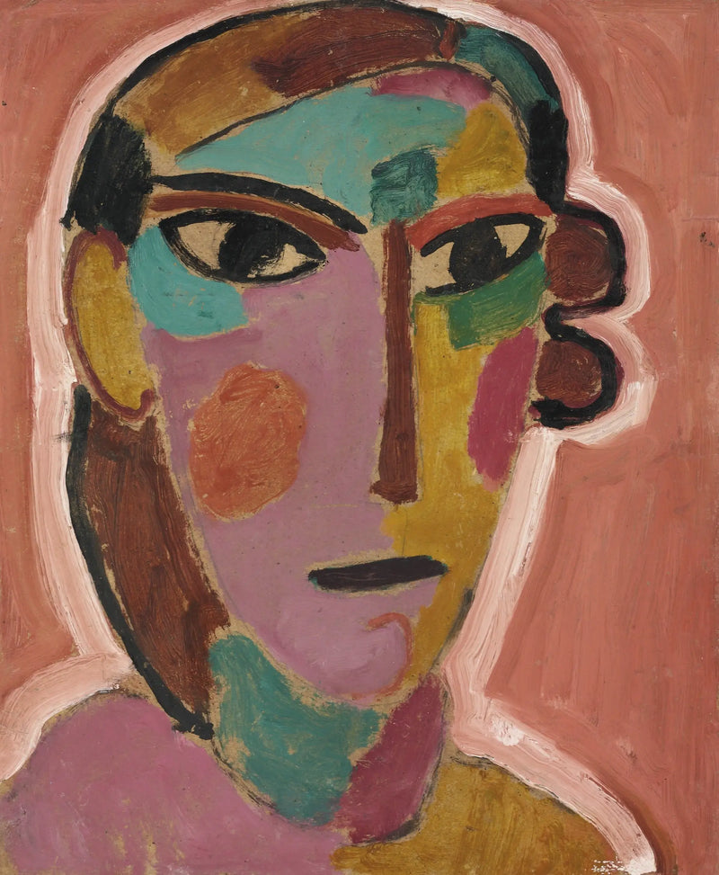 Cabeça de mulher mística em fundo vermelho - Alexej von Jawlensky