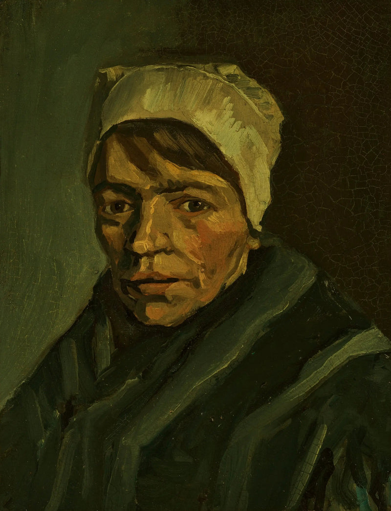 Cabeça de camponesa com touca branca - Vincent van Gogh