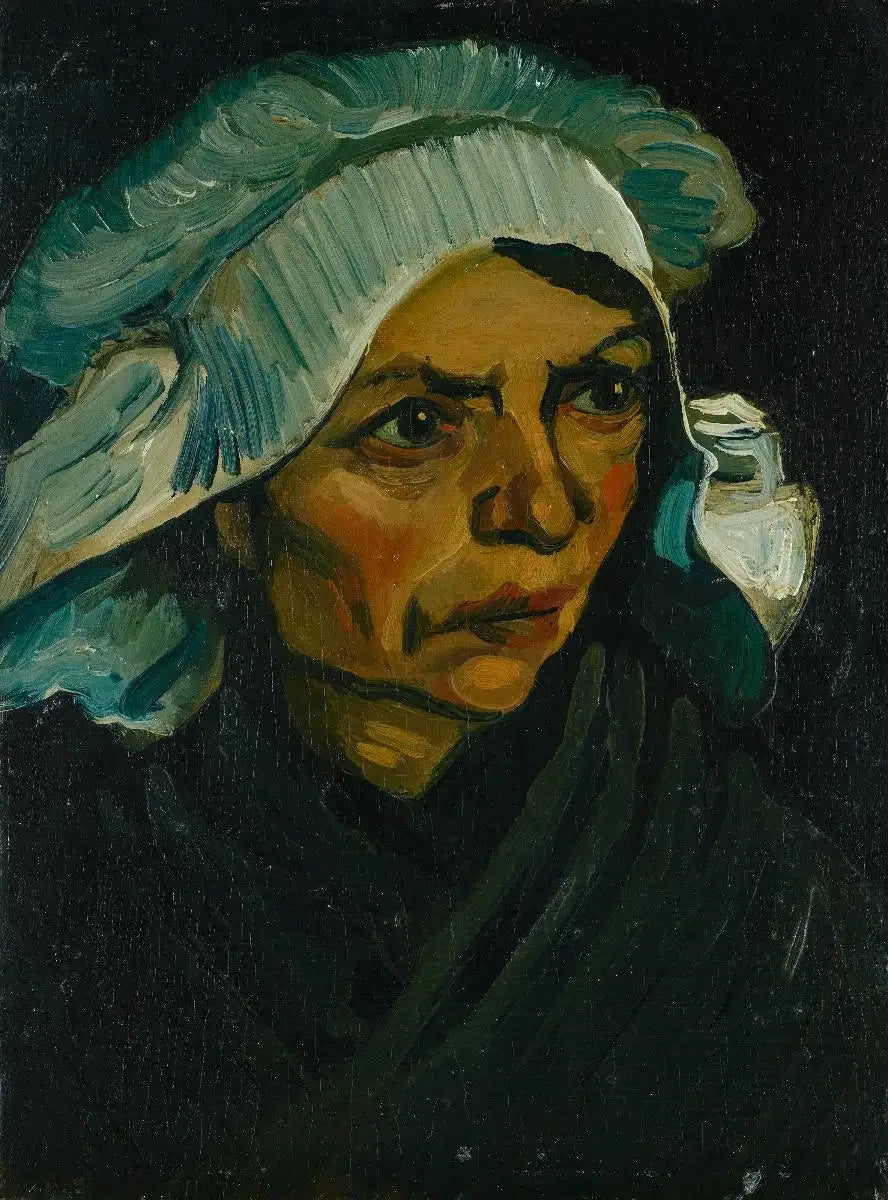 Cabeça de camponesa com touca branca - Vincent van Gogh