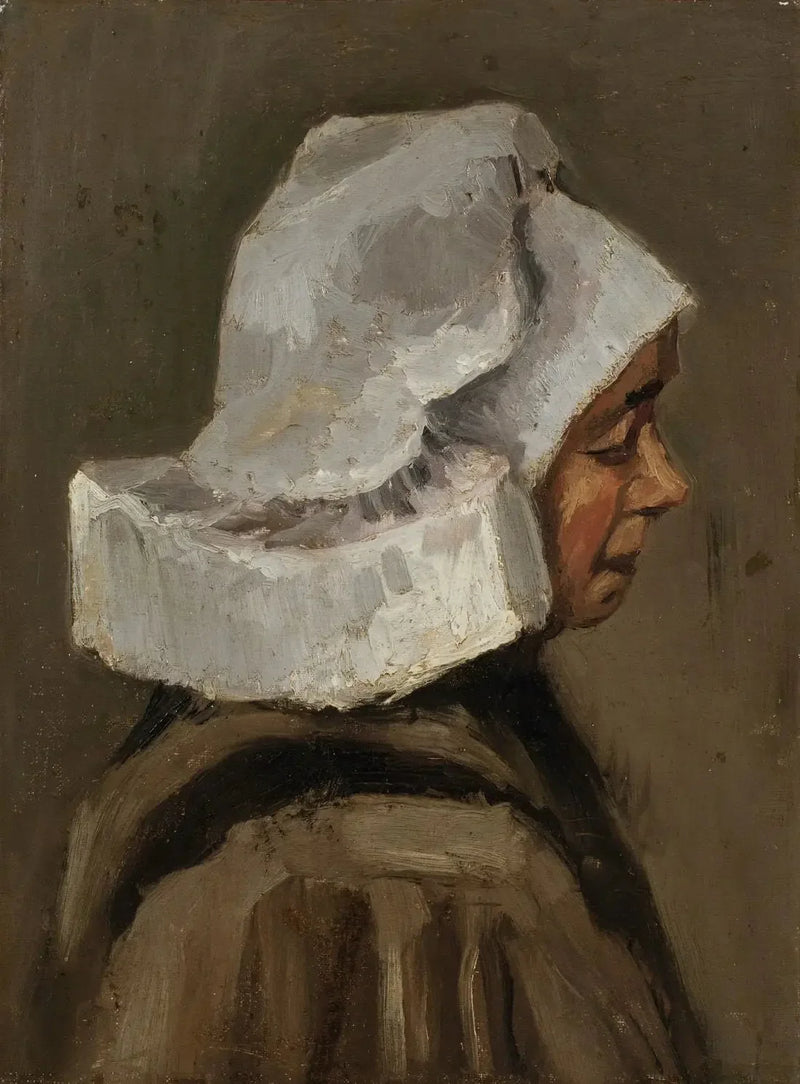 Cabeça de camponesa com touca branca - Vincent van Gogh