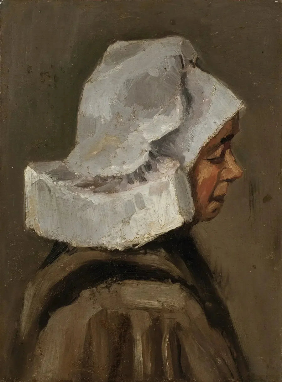 Cabeça de camponesa com touca branca - Vincent van Gogh