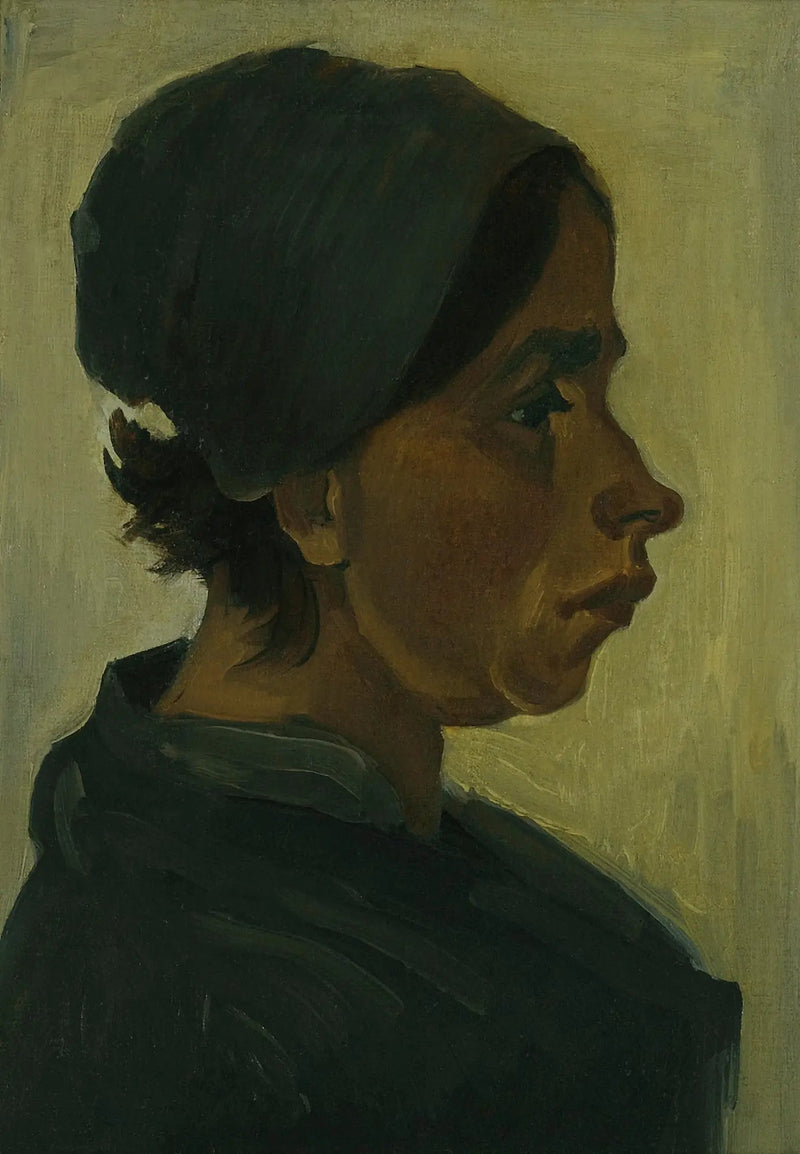 Cabeça de camponesa com gorro preto - Vincent van Gogh
