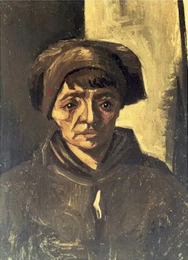 Cabeça de camponesa com gorro preto - Vincent van Gogh