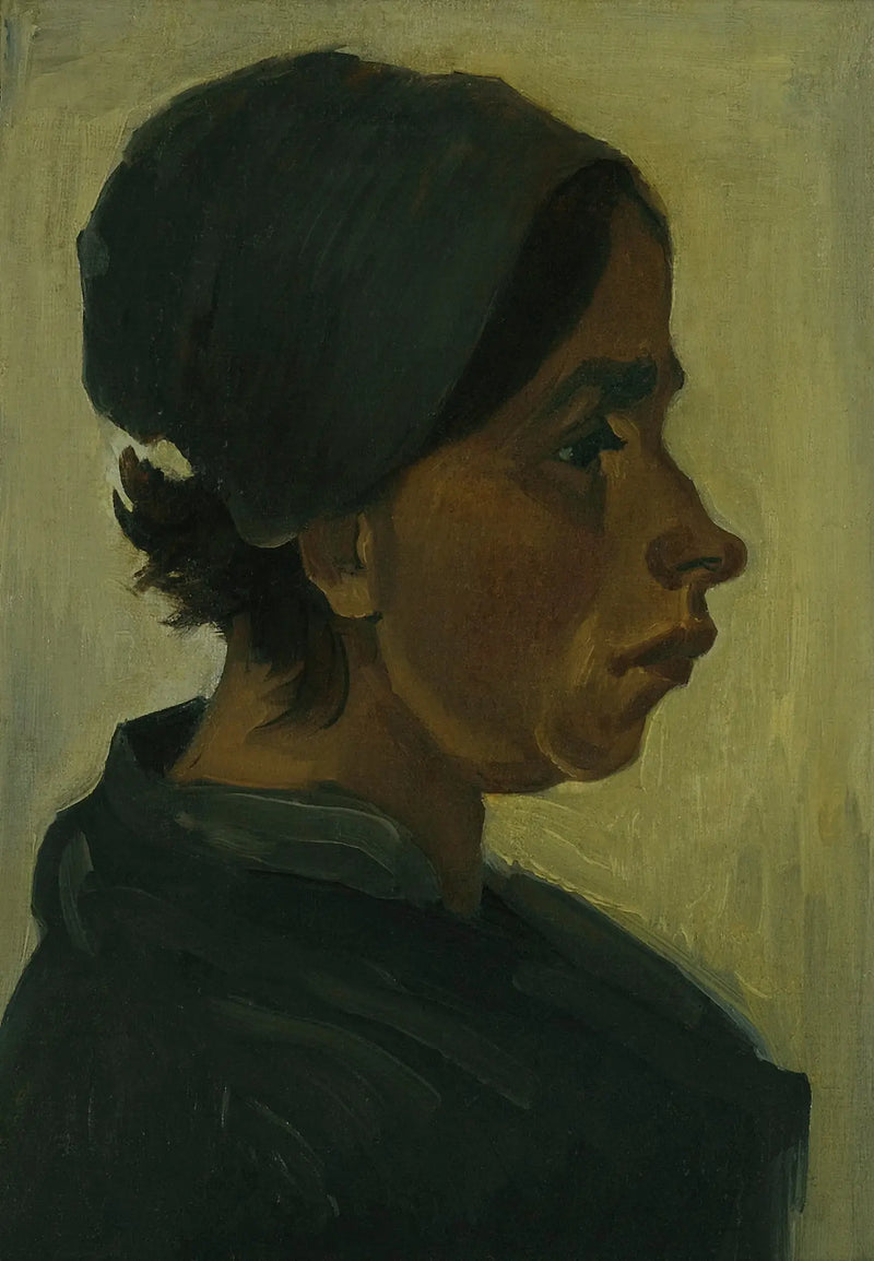 Cabeça de camponesa com gorro preto - Vincent van Gogh