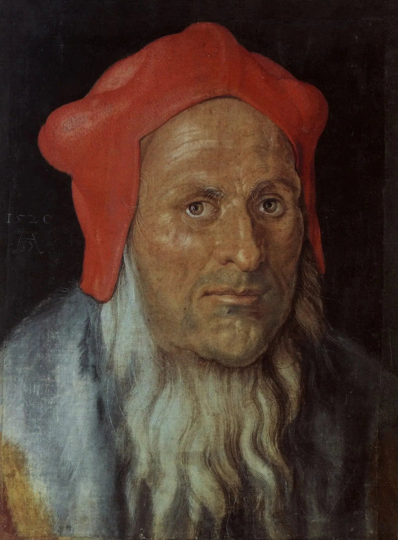 Cabeça de idoso usando um gorro vermelho - Albrecht Dürer