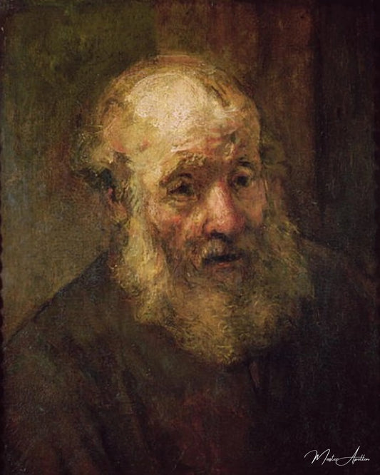 Tête d'un vieil homme, vers 1650 - Rembrandt van Rijn - Reproductions de tableaux et peintures haut de gamme