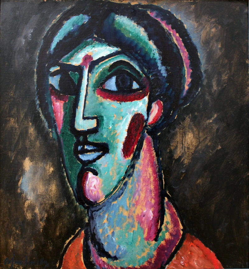 Cabeça em preto e verde - Alexej von Jawlensky