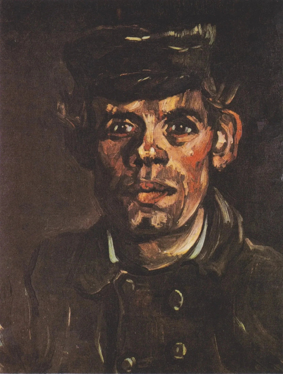 Cabeça de um jovem camponês com boné com viseira - Vincent van Gogh