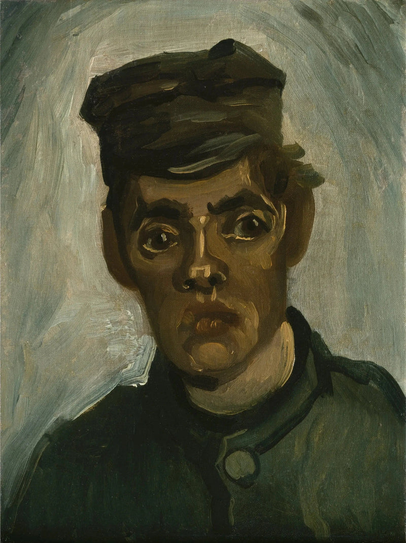 Cabeça de um jovem camponês com boné - Vincent van Gogh