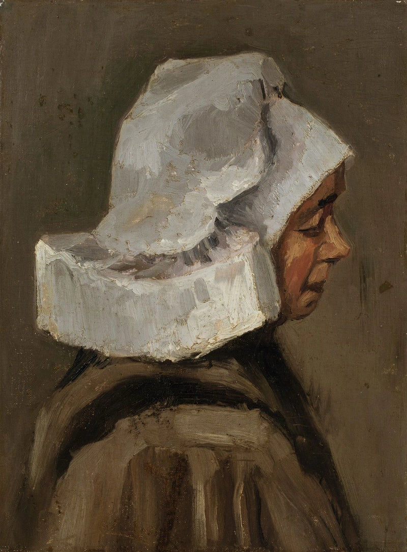 Cabeça de camponesa com touca branca - Vincent van Gogh