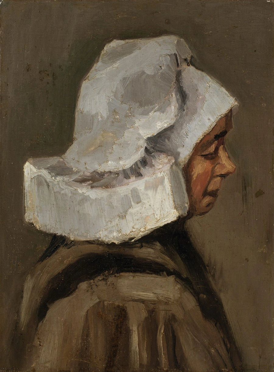 Cabeça de camponesa com touca branca - Vincent van Gogh