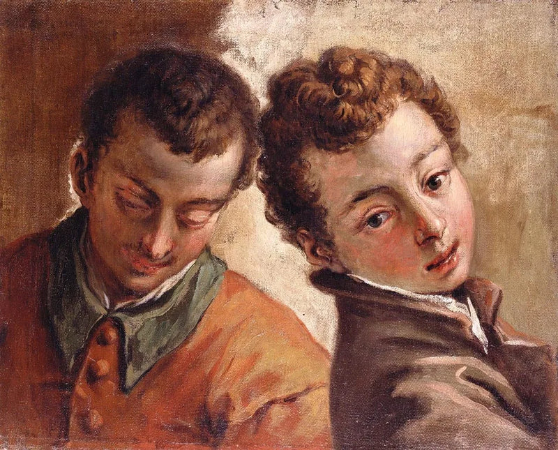Cabeças justapostas de um jovem e de um menino - Sebastiano Ricci