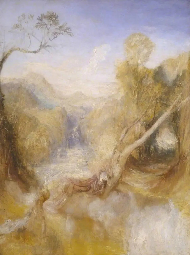 A Morte de Acteão, com uma Vista Distante de Montjovet, Vale de Aosta - J. M. W. Turner