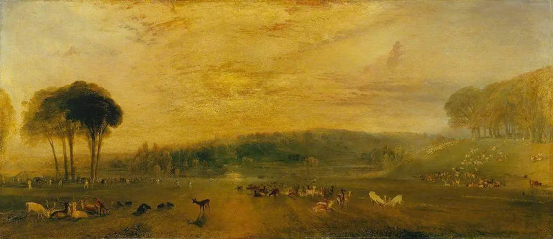 O Lago, Petworth: Pôr do Sol, Bucks em Luta - J. M. W. Turner
