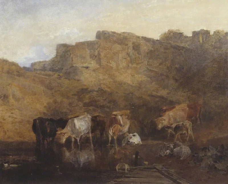 A Ruína Silenciosa, Gado na Água; Um Esboço, Noite - J. M. W. Turner