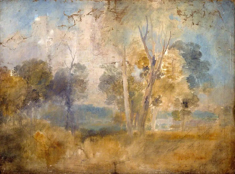 Reproduction du tableau « The Thames Glimpsed between Trees, possibly at Kew Bridge - J. M. W. Turner » par Alpha Reproduction en peinture à l’huile