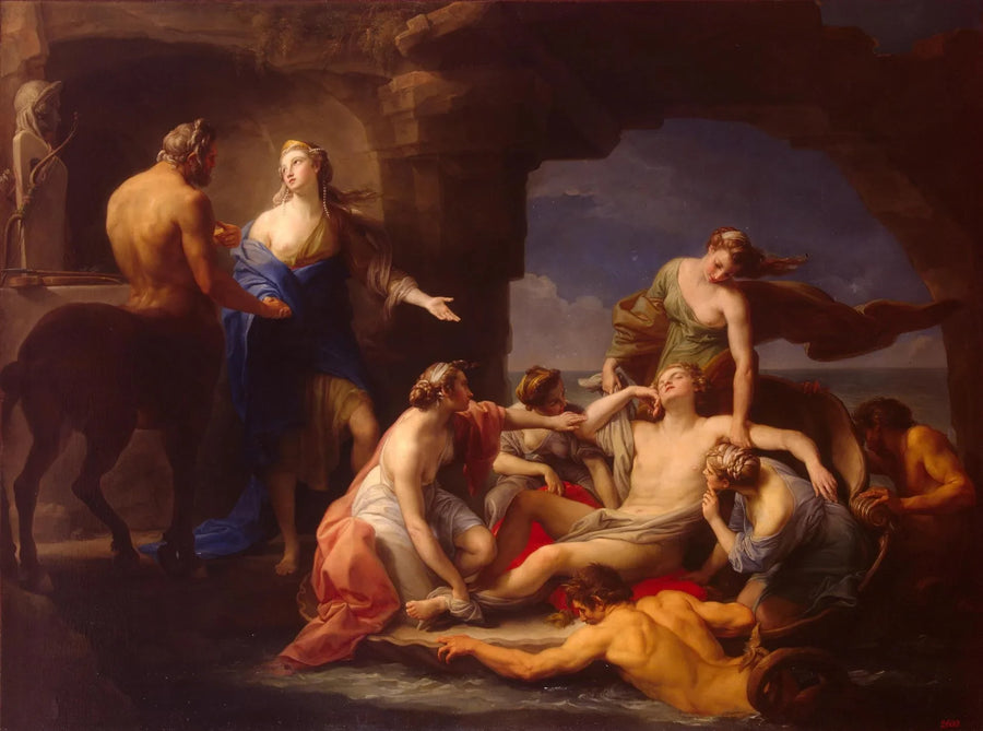 Tétis leva seu filho Aquiles adormecido ao centauro Quíron - Pompeo Batoni