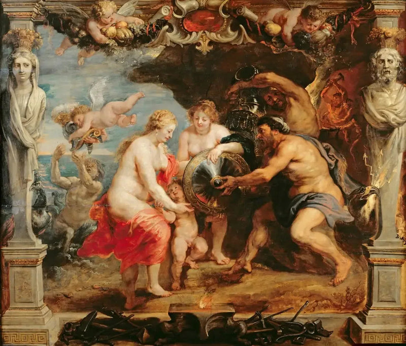 Tétis recebendo de Vulcano as armas de Aquiles - Peter Paul Rubens
