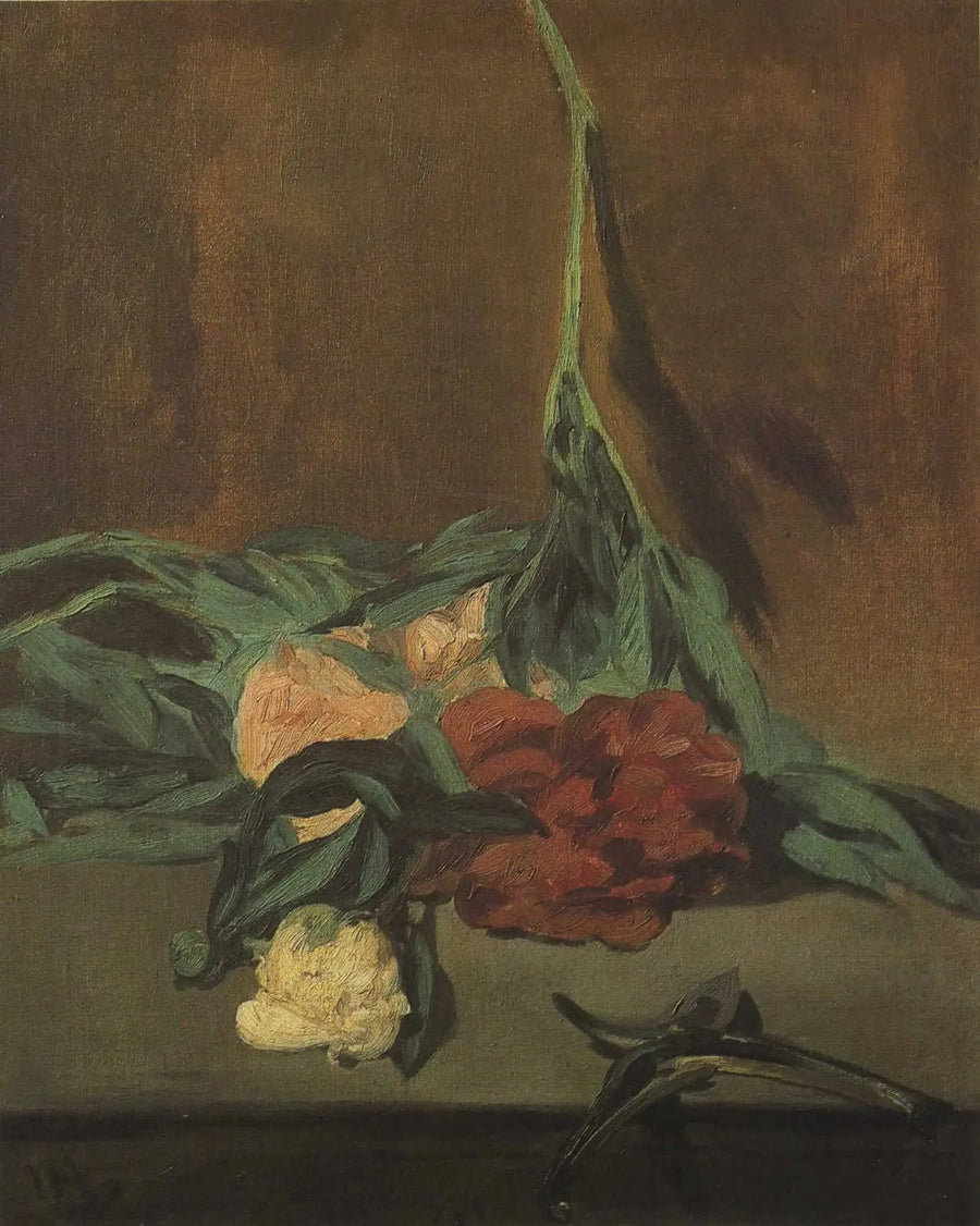 Haste de peônias e tesoura - Édouard Manet