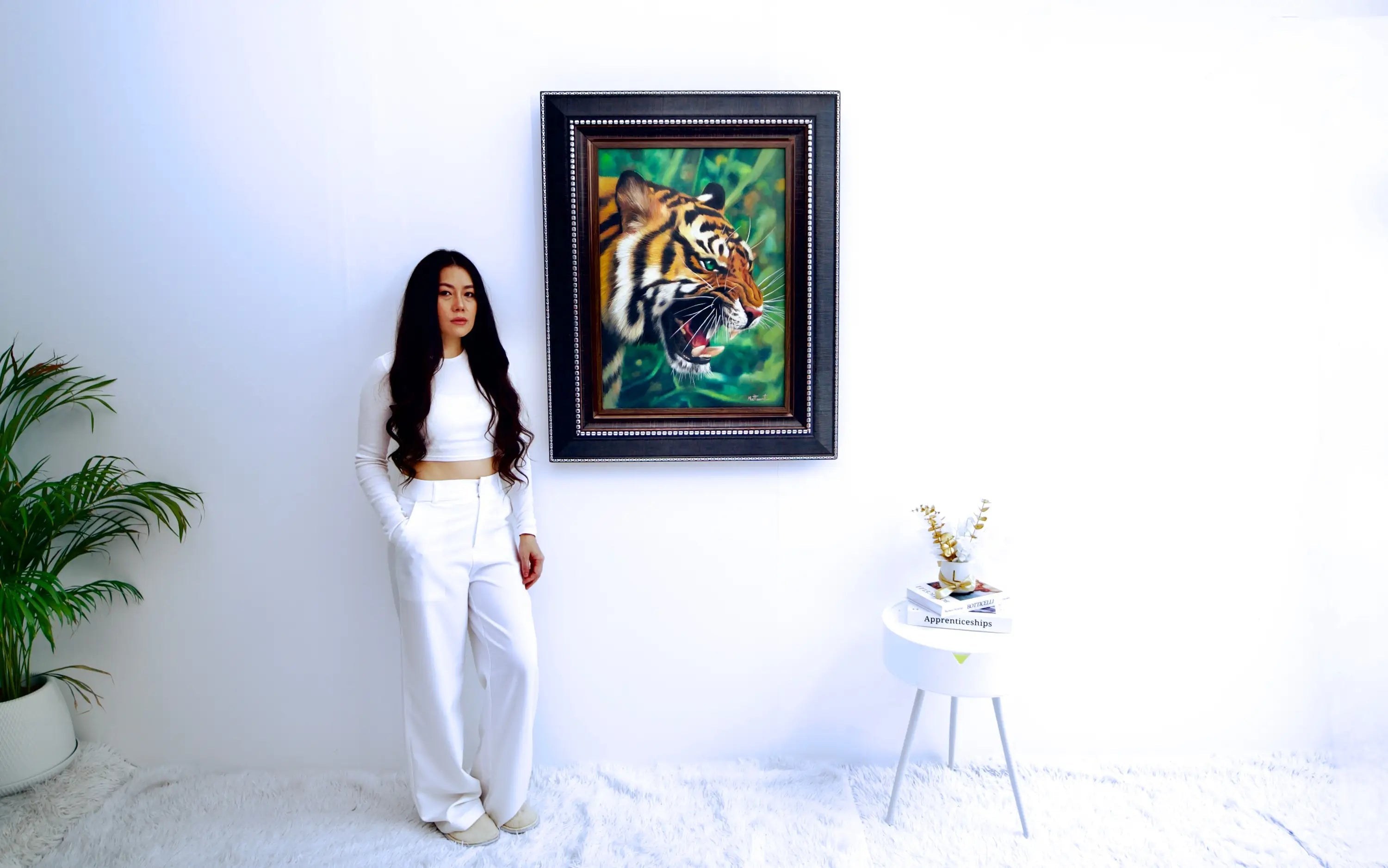 Tiger with Green Eyes - Ketwalin | 50 x 70 cm Reproductions de tableaux à la peinture à l’huile