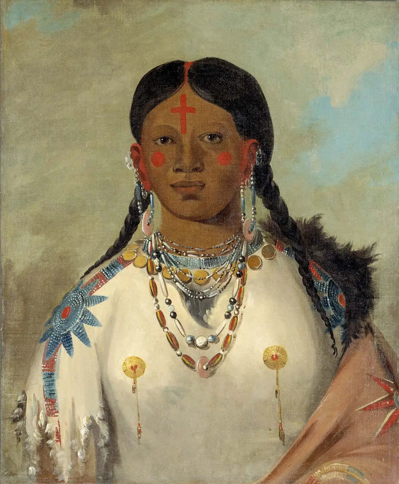 Tís-se-wóo-na-tís, A que toma banho com os joelhos, esposa do chefe - George Catlin