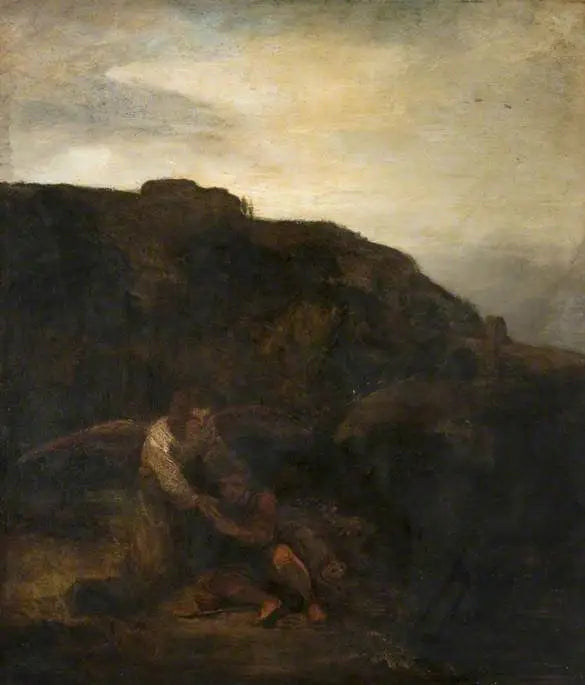 Tobie e o anjo em uma paisagem - Rembrandt
