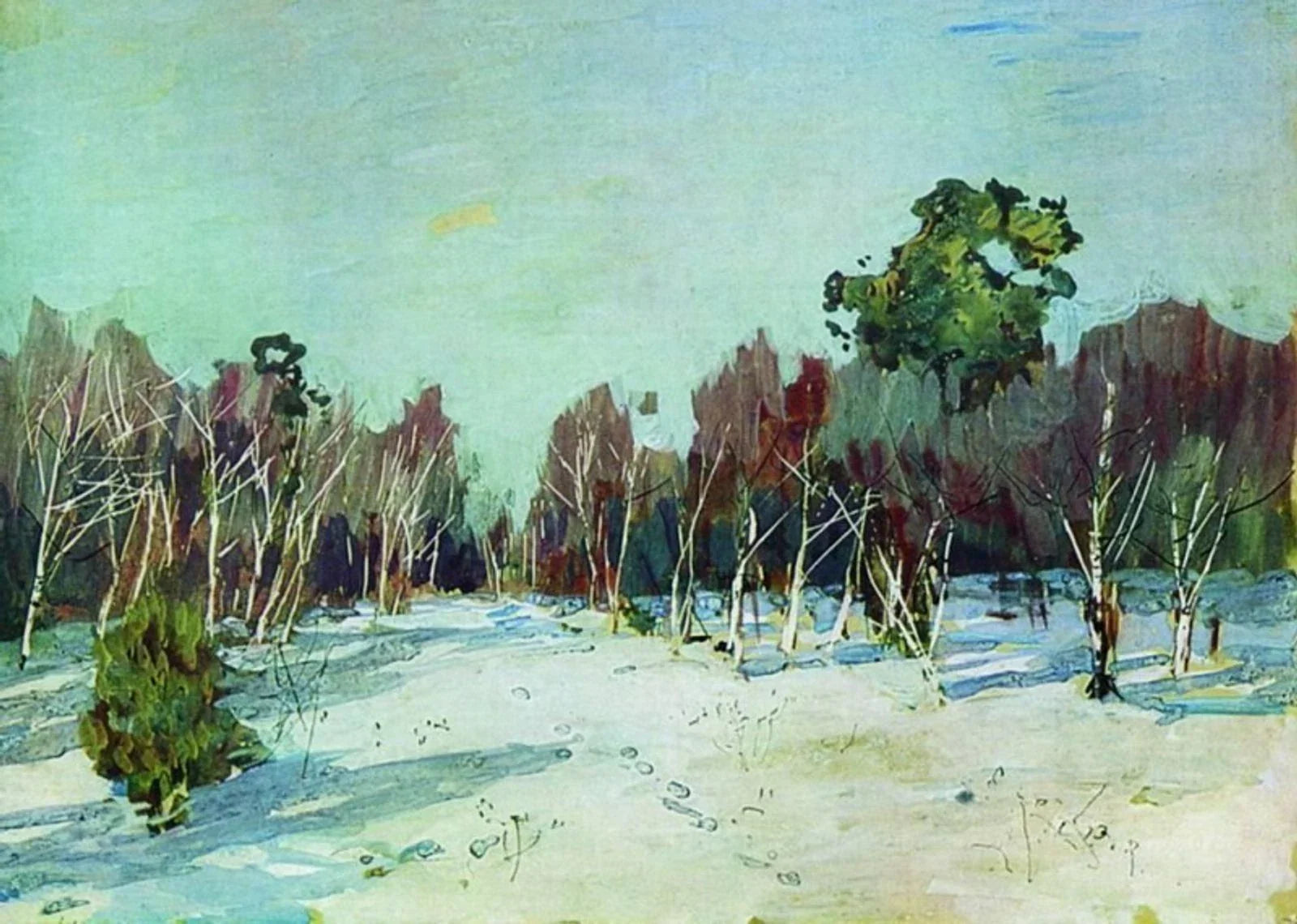 Jardin sous la neige, peinture de Isaac Levitan
