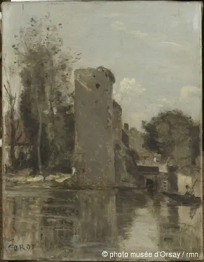 Passeio à beira da água - Jean-Baptiste Camille Corot