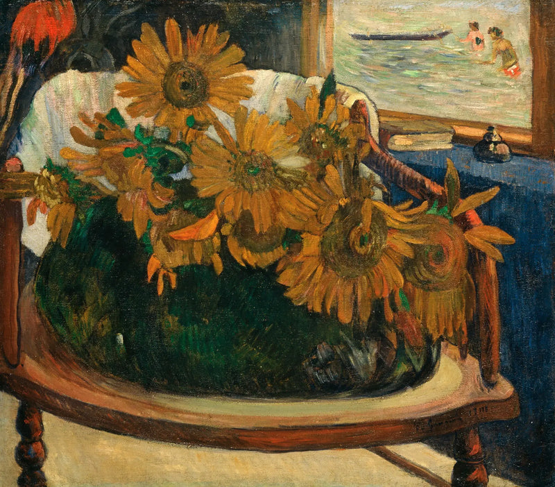 Girassóis em uma cadeira - Paul Gauguin