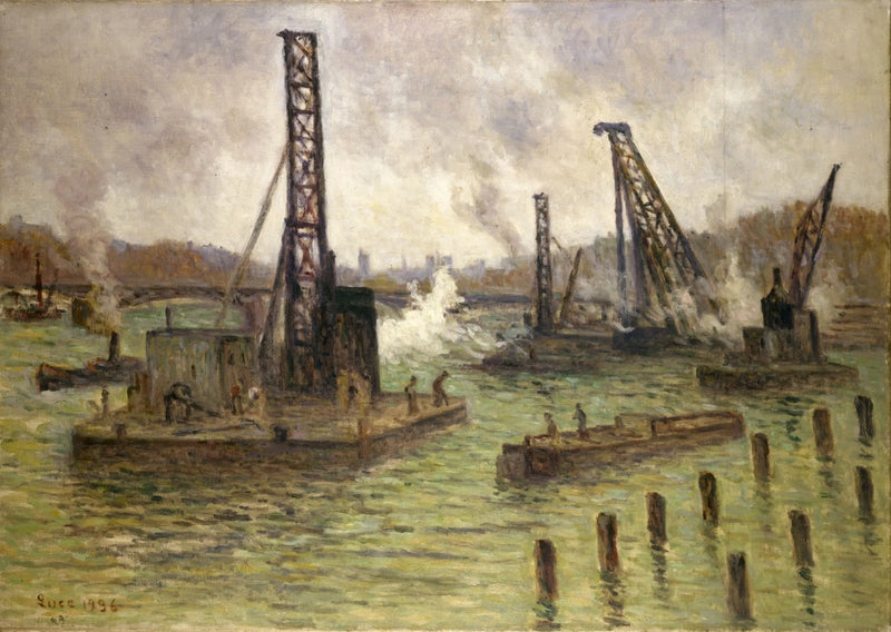 Trabalhos no Sena, na ponte dos Santos-Pères - Maximilien Luce