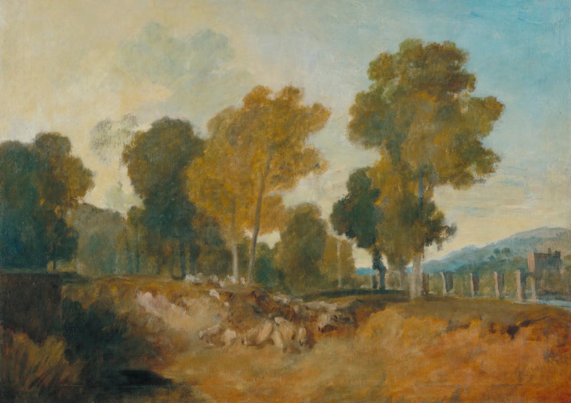 Árvores ao Lado do Rio, com Ponte à Distância - J. M. W. Turner