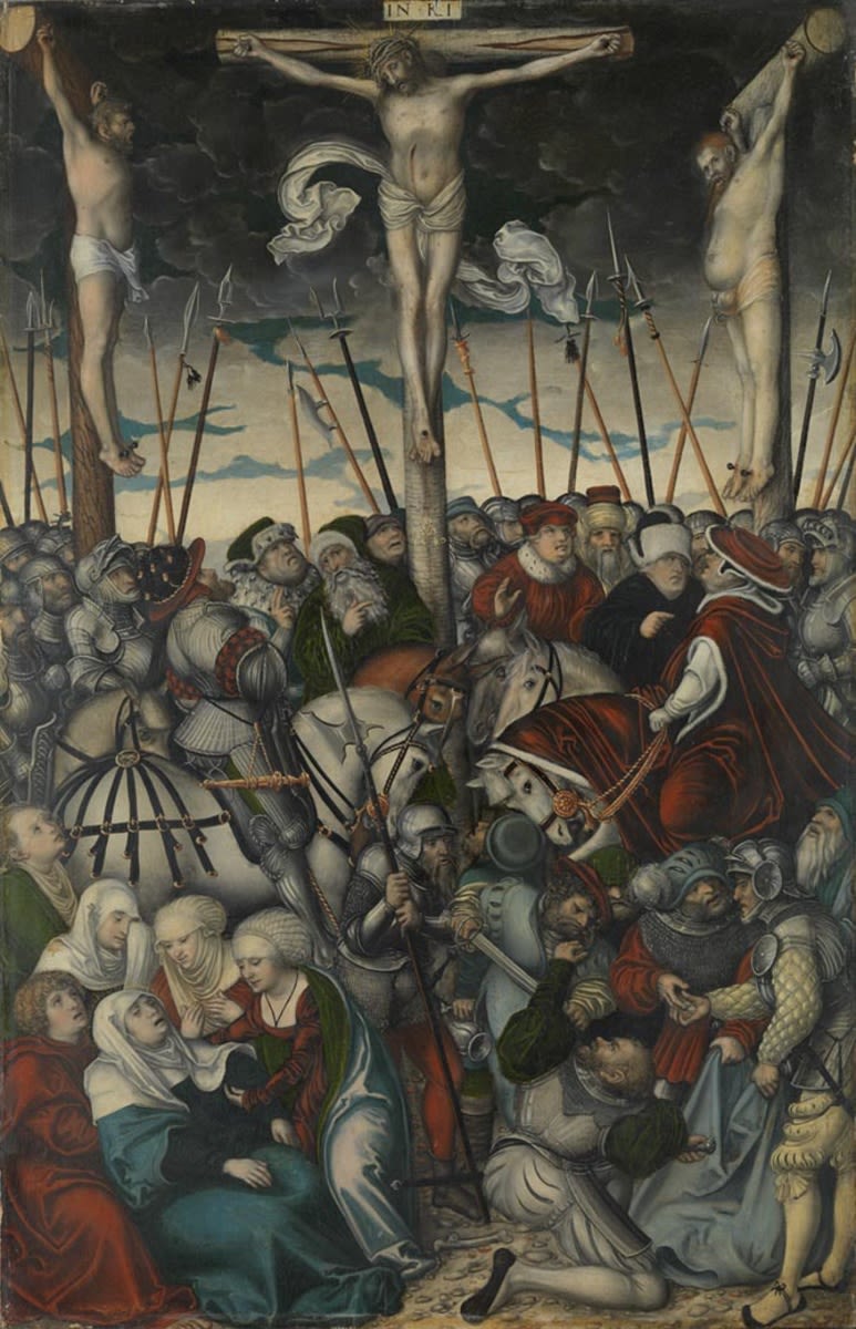 Triptyque da Crucificação: Crucificação de Jesus - Lucas Cranach o Velho