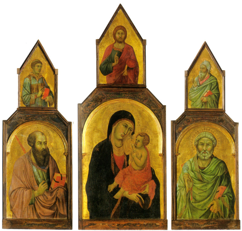 Triptyque da Virgem com o Menino e os santos Pedro e Paulo - Ugolino di Nerio