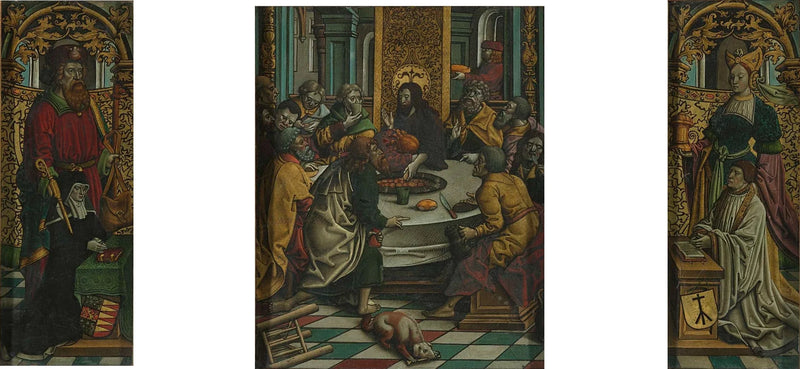 Triptyque representando a Ceia e os doadores - Jacob Cornelisz van Oostsanen