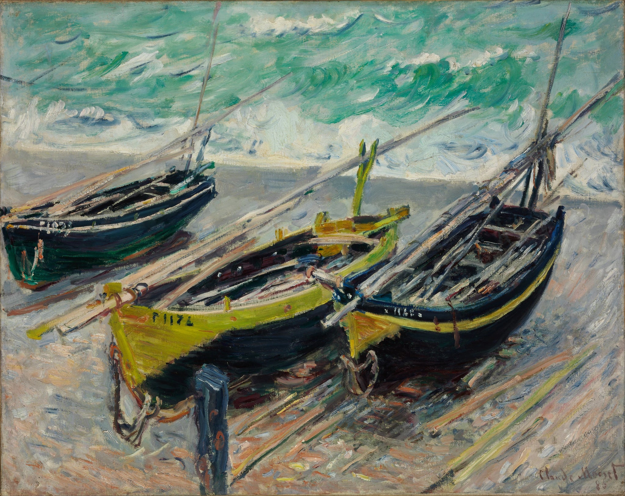 Trois Bateaux de pêche W1029 par Claude Monet, Museum of Fine Arts Budapest