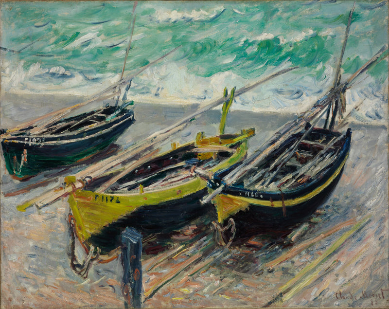 Três barcos de pesca W1029 - Claude Monet