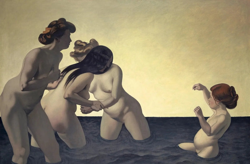 Três mulheres e uma menina brincando na água - Félix Vallotton