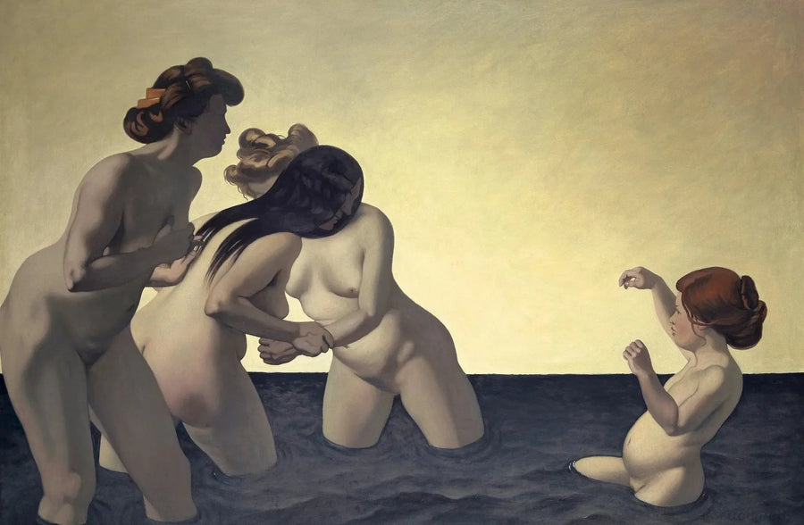 Três mulheres e uma menina brincando na água - Félix Vallotton