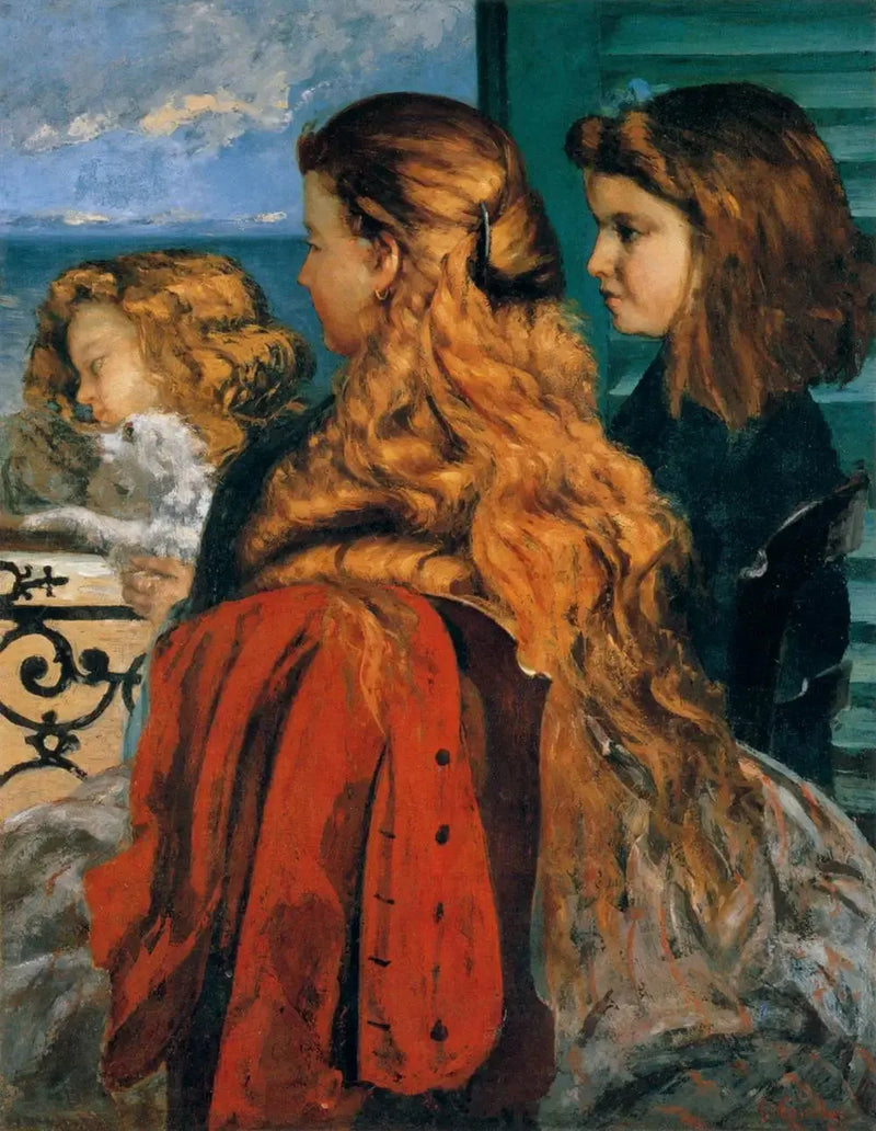 Três jovens inglesas perto de uma janela - Gustave Courbet